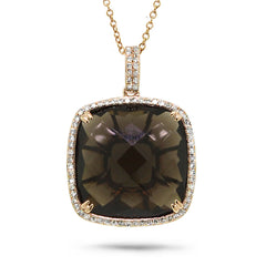 0.30ct Diamond & 17.11ct Smokey Topaz 14k Rose Gold Pendant