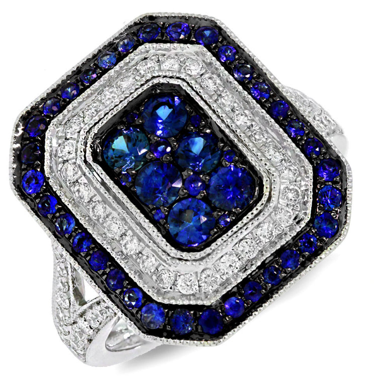 0.41ct Diamond & 1.08ct Blue Sapphire 14k White Gold Ring