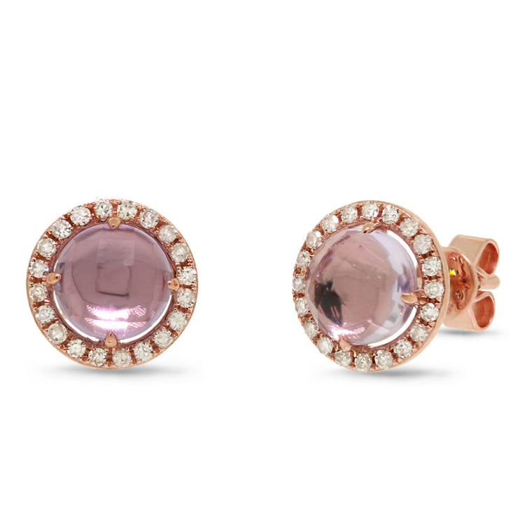 0.21ct Diamond & 1.55ct Amethyst 14k Rose Gold Earring
