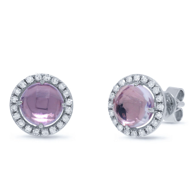 0.21ct Diamond & 1.55ct Amethyst 14k White Gold Earring