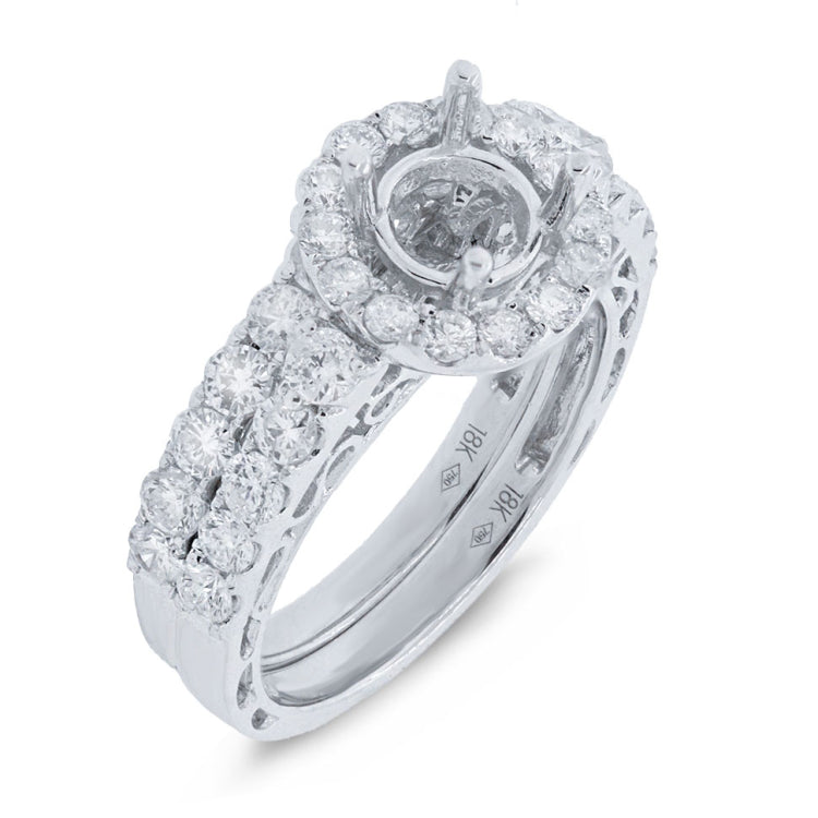 1.64ct 18k White Gold Diamond Semi-Mount Ring 2-pc