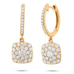 1.20ct 14k Yellow Gold Diamond Cluster Earring