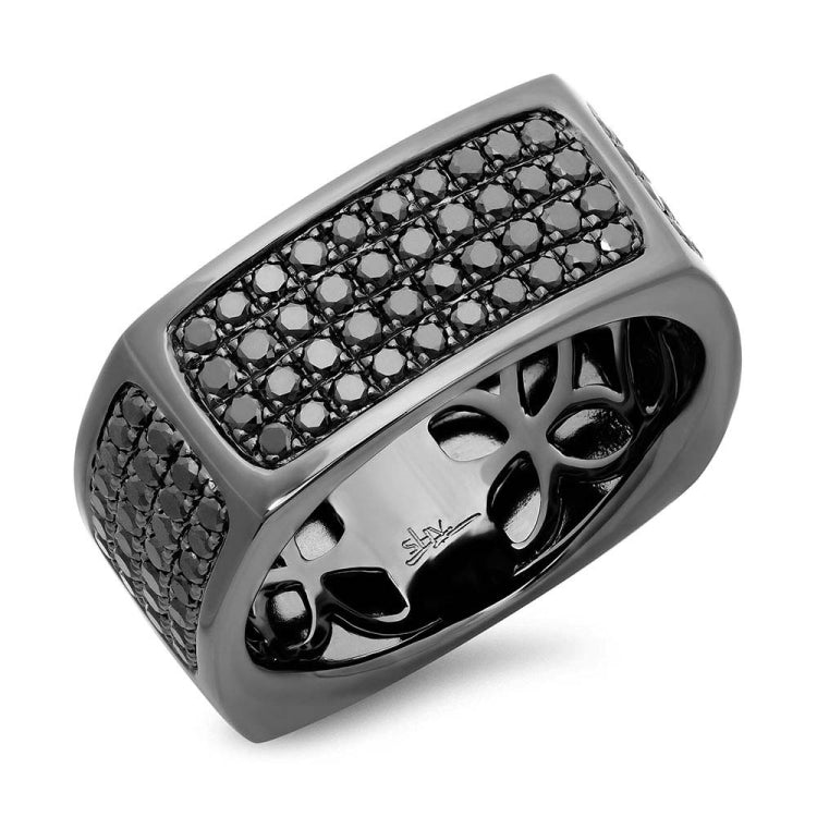 1.62ct 14k Black Rhodium Gold Black Diamond Men's Ring