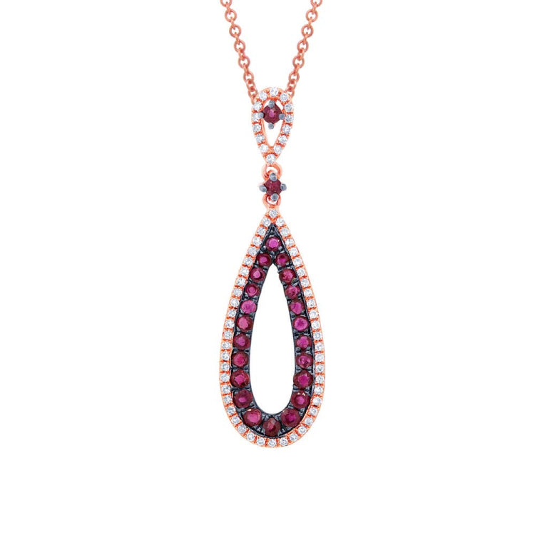 0.18ct Diamond & 0.60ct Ruby 14k Rose Gold Pendant