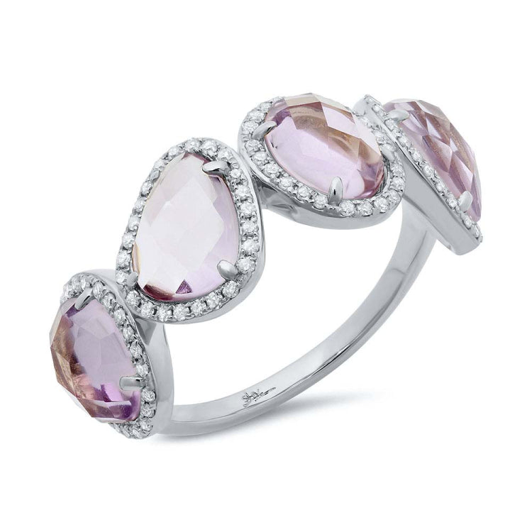 0.27ct Diamond & 3.47ct Amethyst 14k White Gold Ring
