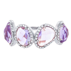 0.27ct Diamond & 3.47ct Amethyst 14k White Gold Ring