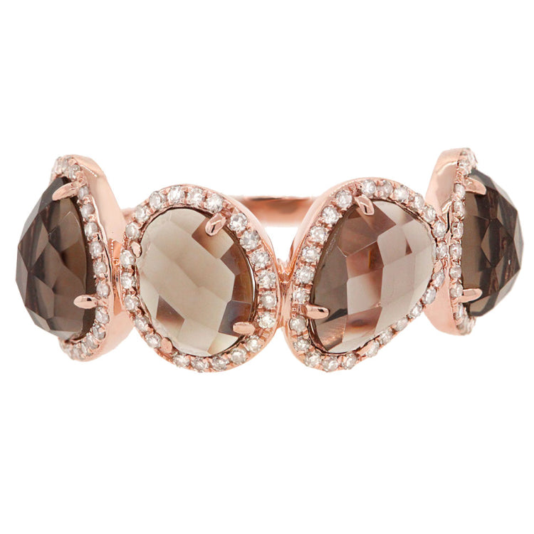 0.27ct Diamond & 3.43ct Smokey Topaz 14k Rose Gold Ring