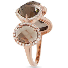 0.27ct Diamond & 3.43ct Smokey Topaz 14k Rose Gold Ring