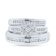 0.92ct 14k White Gold Diamond Trio Set Cluster