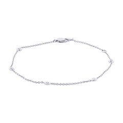 0.13ct 14k White Gold 9" Diamonds By The Yard Anklet