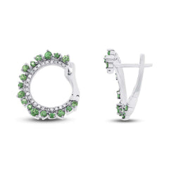 0.20ct Diamond & 0.76ct Green Garnet 14k White Gold Earring