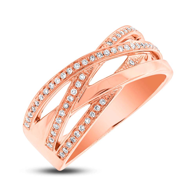 0.18ct 14k Rose Gold Diamond Bridge Ring