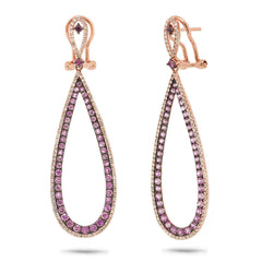0.66ct Diamond & 1.75ct Light Pink Sapphire 14k Rose Gold Earring