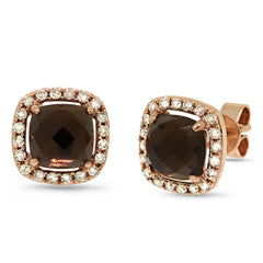 0.21ct Diamond & 1.71ct Smokey Topaz 14k Rose Gold Earring