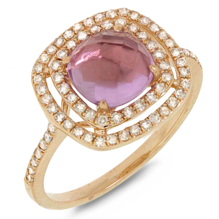 0.39ct Diamond & 1.52ct Amethyst 14k Yellow Gold Ring