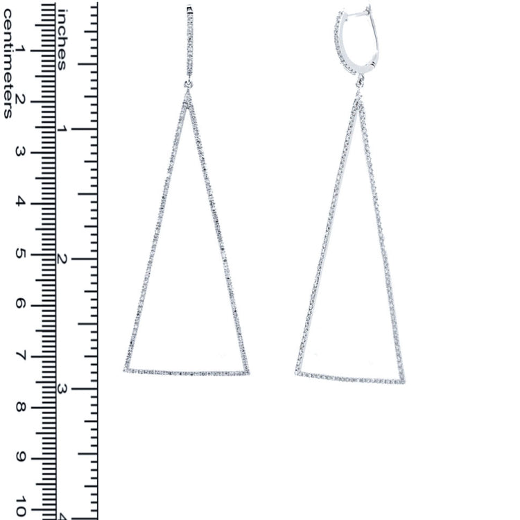 0.88ct 14k White Gold Diamond Triangle Earring