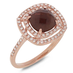 0.39ct Diamond & 1.53ct Smokey Topaz 14k Rose Gold Ring