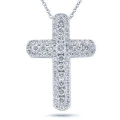 0.97ct 14k White Gold Diamond Cross Necklace