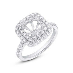 0.82ct 14k White Gold Diamond Semi-mount Ring for 6x6mm Center