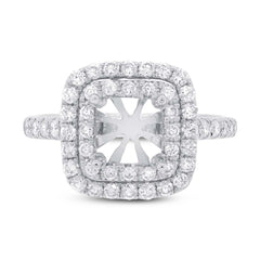 0.82ct 14k White Gold Diamond Semi-mount Ring for 6x6mm Center