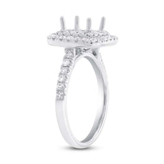 0.82ct 14k White Gold Diamond Semi-mount Ring for 6x6mm Center