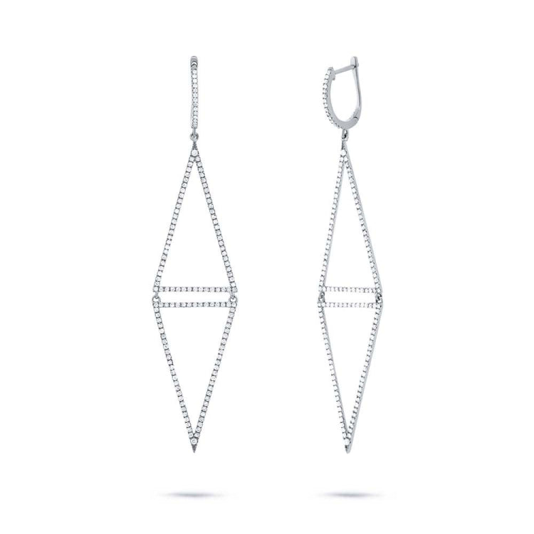 0.98ct 14k White Gold Diamond Triangle Earring