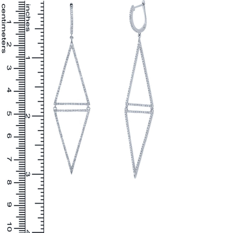0.98ct 14k White Gold Diamond Triangle Earring