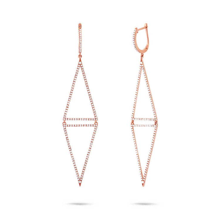 0.98ct 14k Rose Gold Diamond Triangle Earring