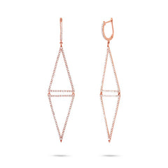 0.98ct 14k Rose Gold Diamond Triangle Earring