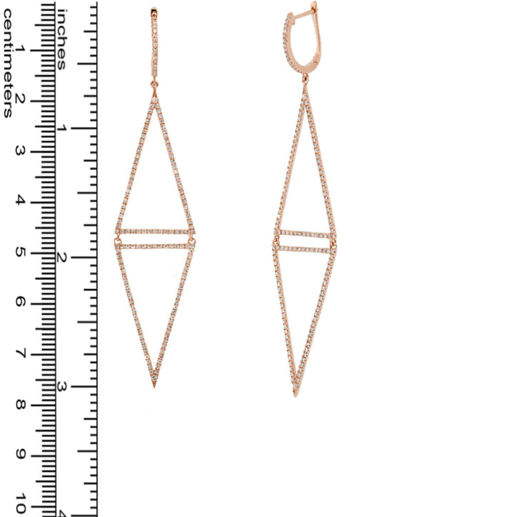 0.98ct 14k Rose Gold Diamond Triangle Earring