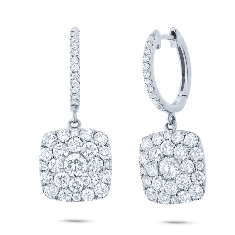 2.10ct 14k White Gold Diamond Cluster Earring