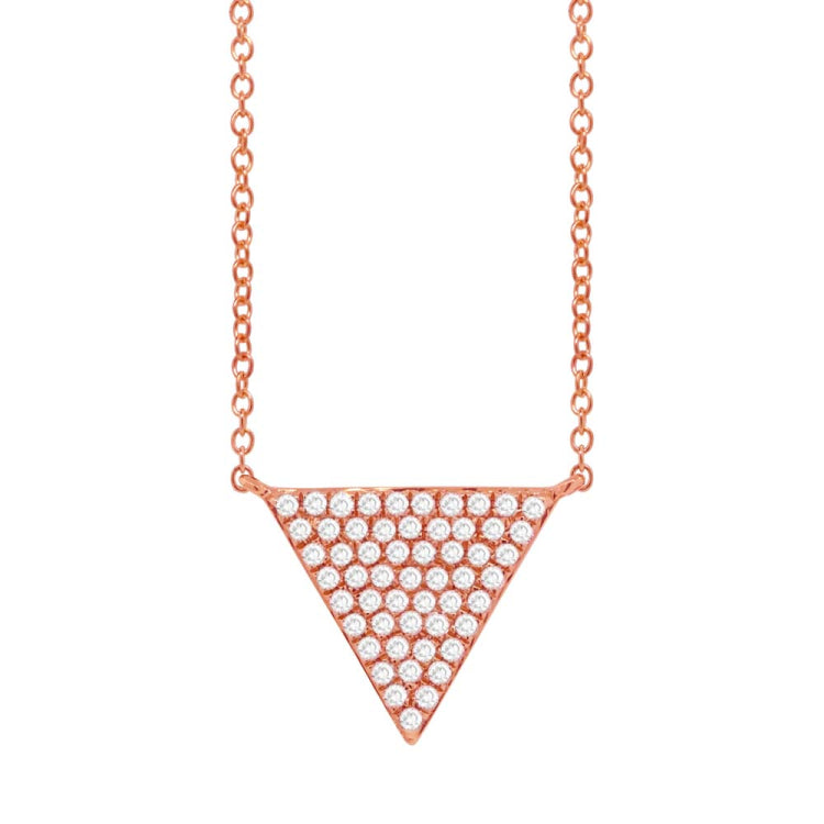 0.17ct 14k Rose Gold Diamond Pave Triangle Pendant