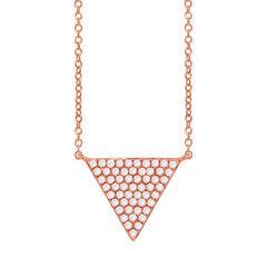 0.17ct 14k Rose Gold Diamond Pave Triangle Pendant