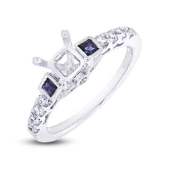 0.24ct Diamond & 0.19ct Blue Sapphire 14k White Gold Semi-mount Ring