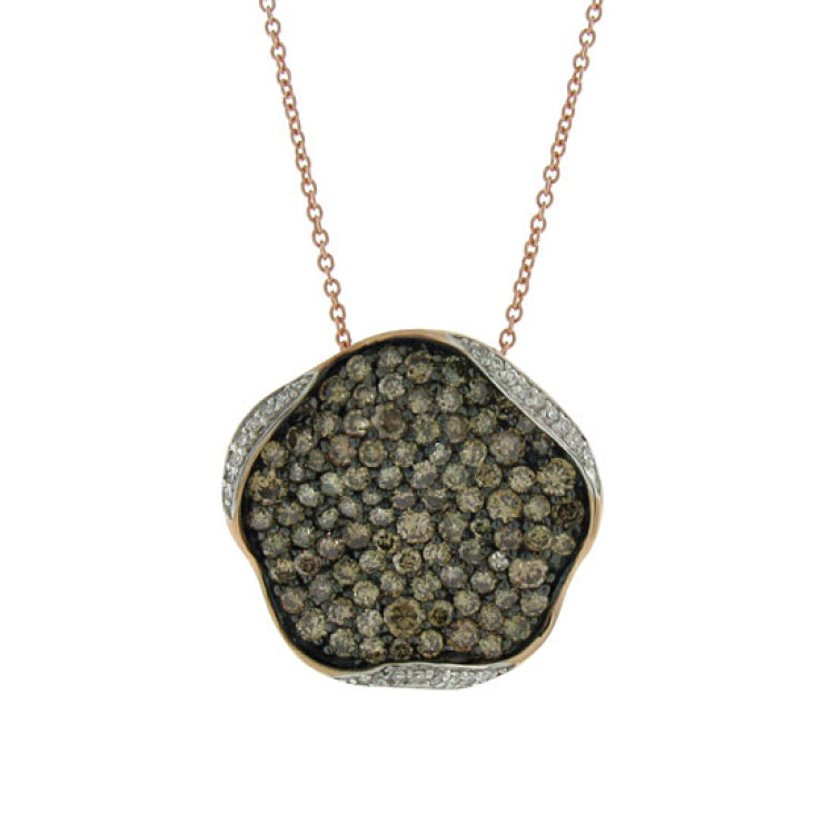 2.14ct 14k Rose Gold White & Champagne Diamond Pendant