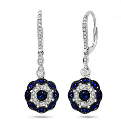 0.29ct Diamond & 0.51ct Blue Sapphire 14k White Gold Earring