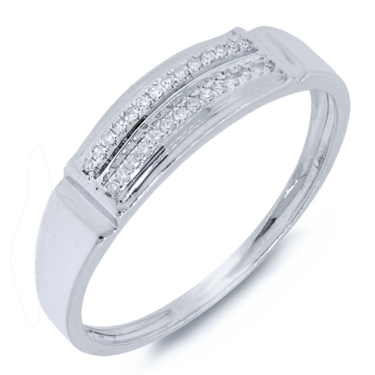 0.05ct 14k White Gold Diamond Men's Band