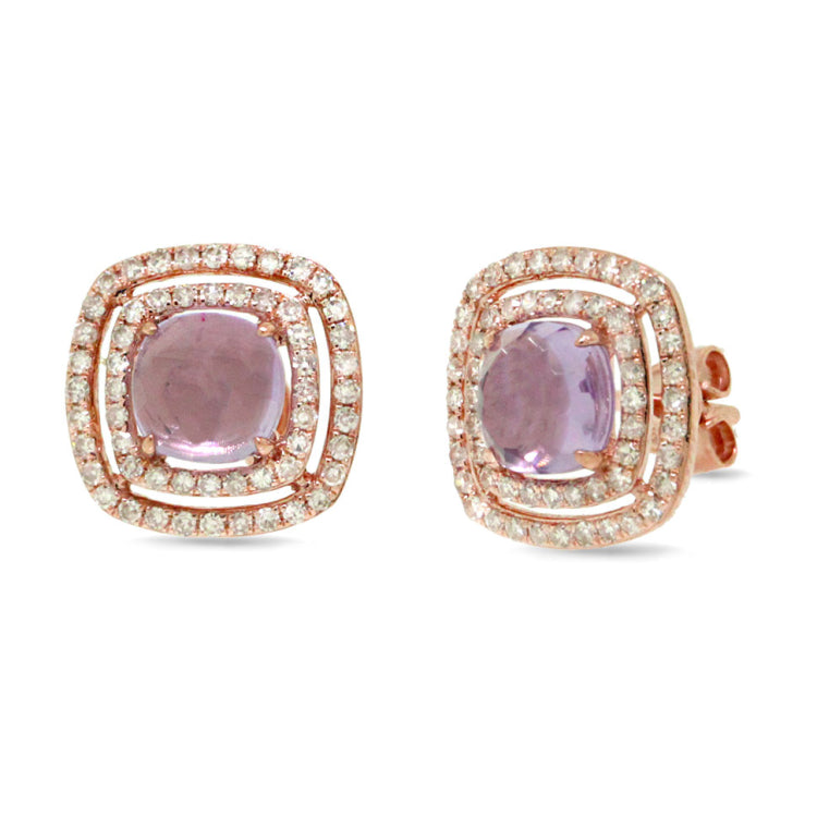 0.58ct Diamond & 2.11ct Amethyst 14k Rose Gold Earring
