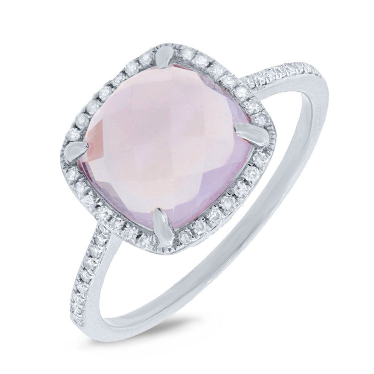 0.13ct Diamond & 2.90ct Amethyst 14k White Gold Ring