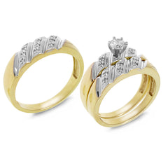 0.35ct 14k Two-tone Gold Round Brilliant Diamond Trio Set