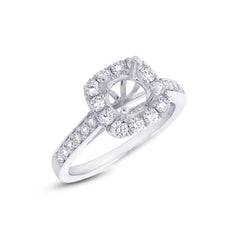 0.52ct 14k White Gold Diamond Semi-mount Ring for 0.75ct Center