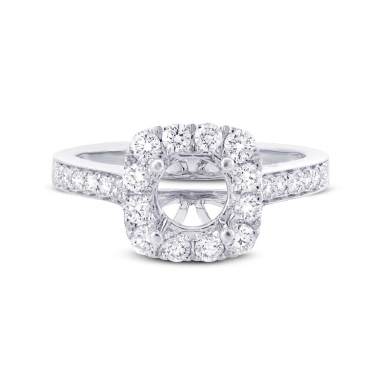 0.52ct 14k White Gold Diamond Semi-mount Ring for 0.75ct Center