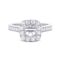 0.52ct 14k White Gold Diamond Semi-mount Ring for 0.75ct Center