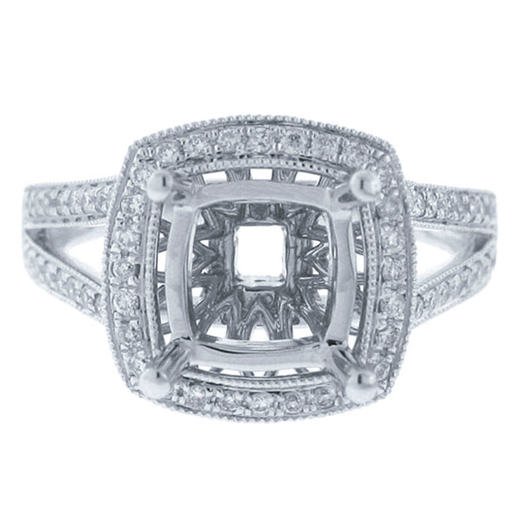 0.55ct 18k White Gold Diamond Semi-mount Ring