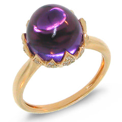 0.29ct Diamond & 7.69ct Amethyst 14k Rose Gold Ring