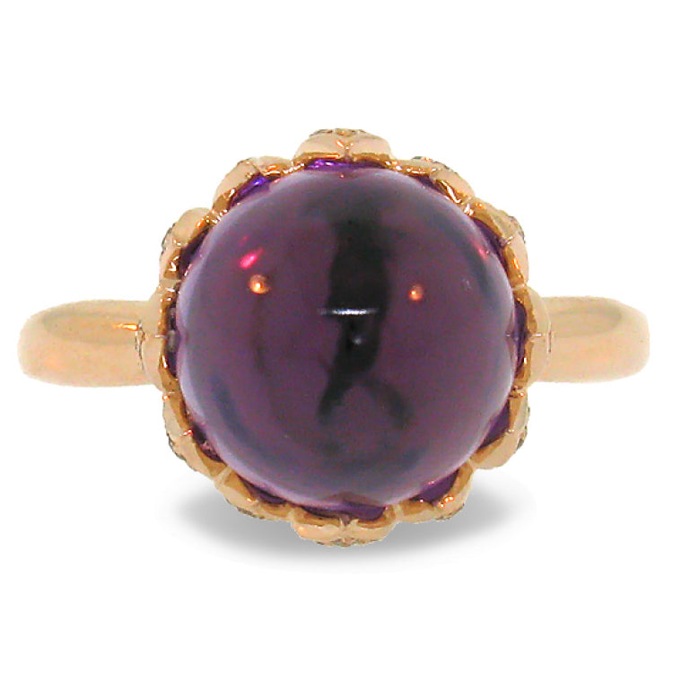 0.29ct Diamond & 7.69ct Amethyst 14k Rose Gold Ring