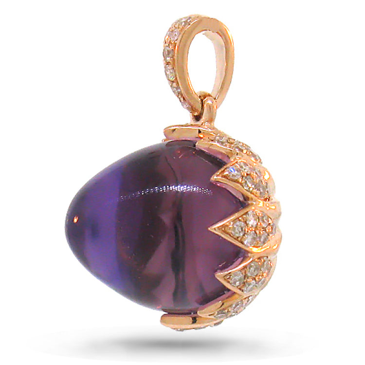 0.31ct Diamond & 7.82ct Amethyst 14k Rose Gold Pendants