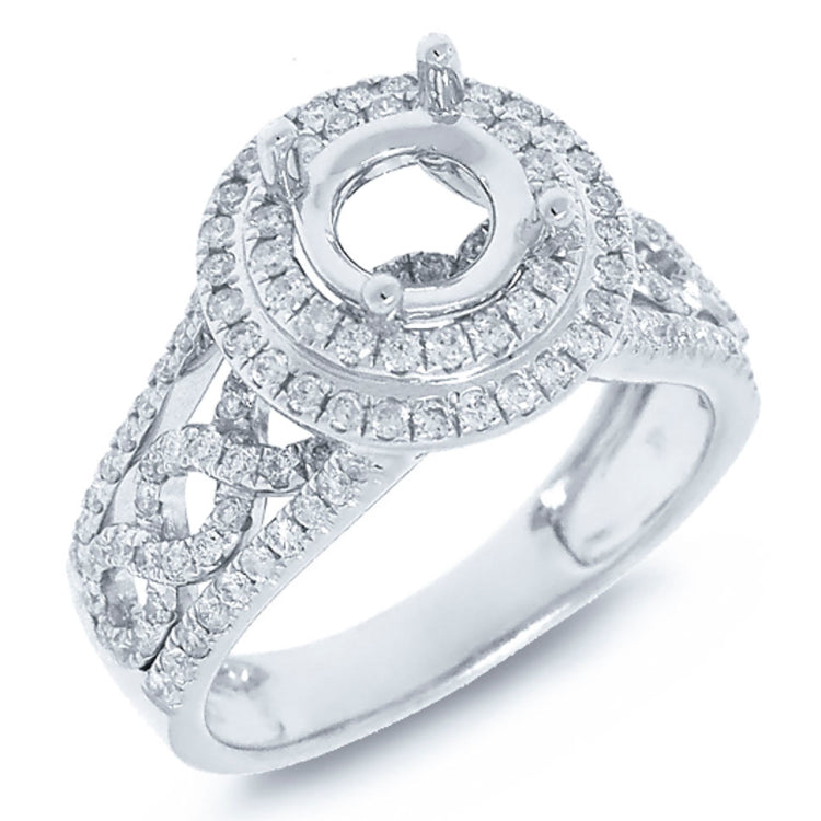 0.75ct 14k White Gold Diamond Semi-mount Ring