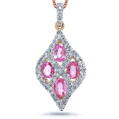 0.26ct Diamond & 0.86ct Pink Sapphire 14k Two-tone Rose Gold Pendant