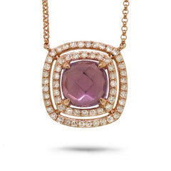 0.31ct Diamond & 1.30ct Amethyst 14k Rose Gold Necklace